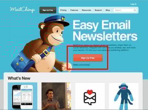 sign up free - mailchimp