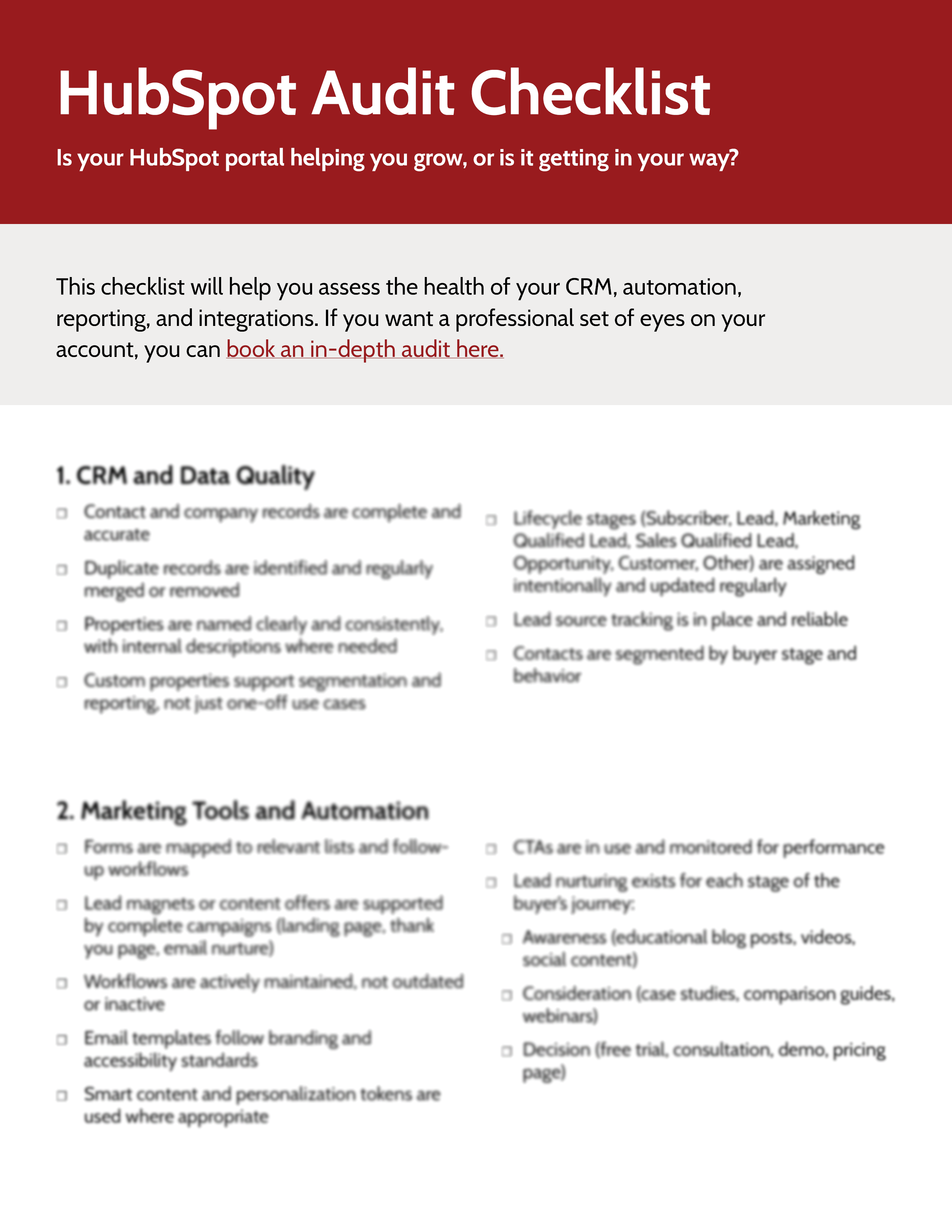 HubSpot Audit Checklist